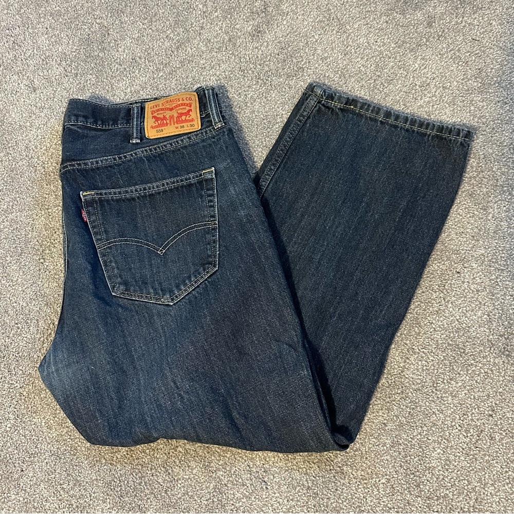 Levi's Mens 559 Loose Straight Leg Relaxed Fit Med Work Denim Blue Jeans 38 x 30